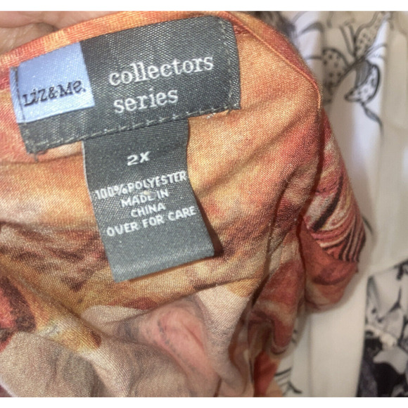 Liz & Me collectors series 2X Orange Tye Dye print rhinestones blouse 22/24 - Picture 3 of 3